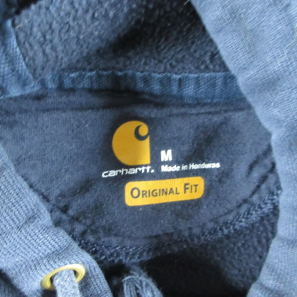 Carhartt Hoodie Mens Medium Blue Pullover Fleece Sweatshirt Cotton Workwear K121